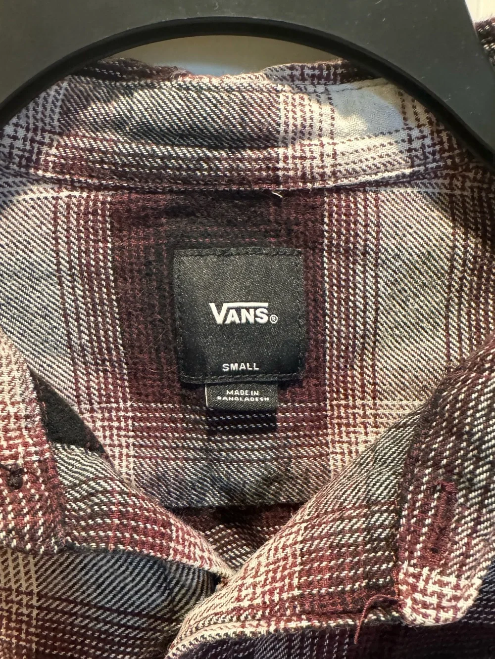Vans Burgundy and Black Plaid Button-Up Shirt